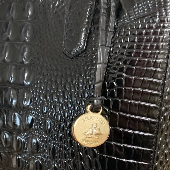 Brahmin Black Melbourne Croc Embossed Leather Tote - Picture 7 of 14